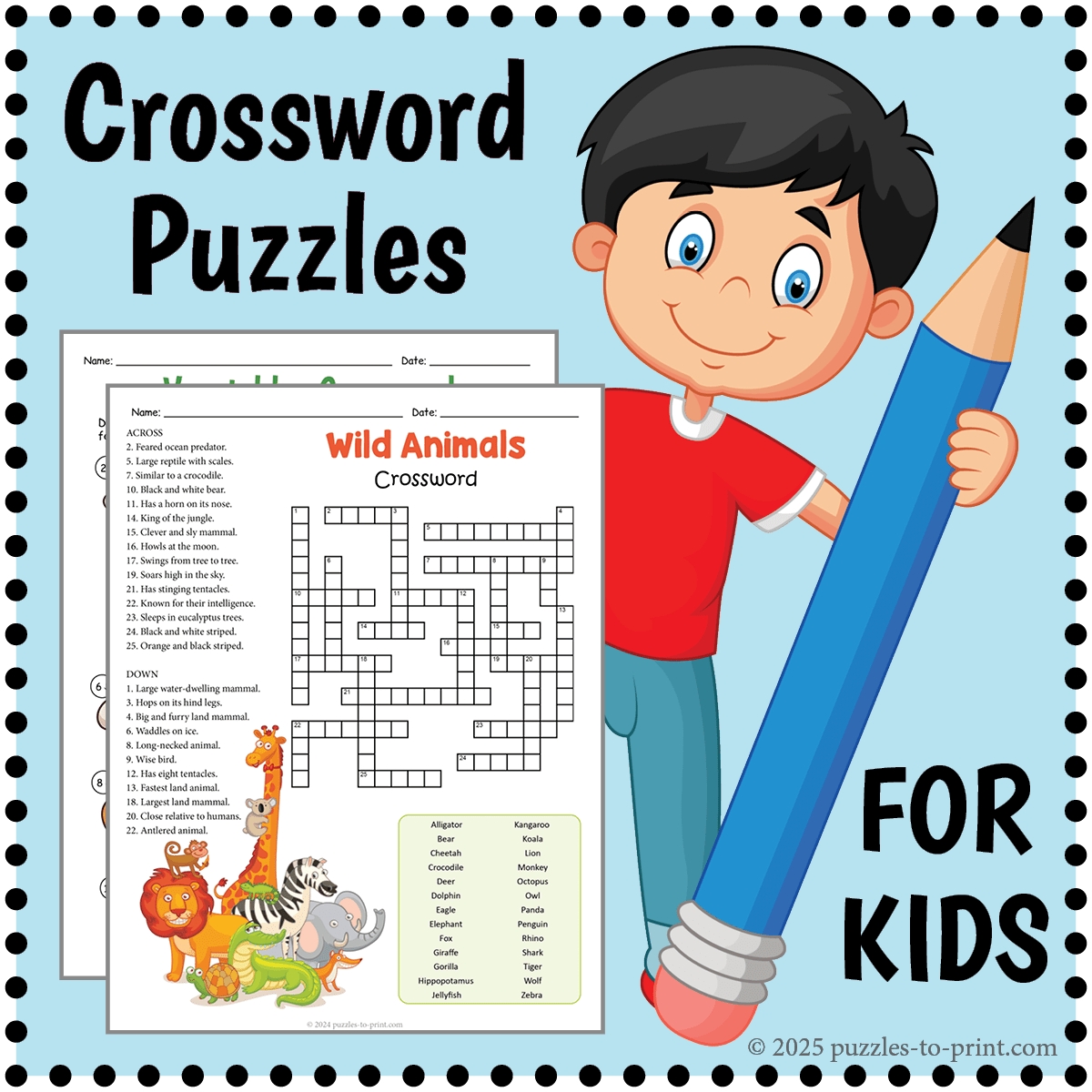Free Printable Crossword Puzzles For Kids