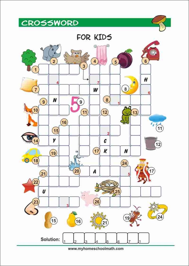 Free Printable Crossword Puzzles For Kids With Pictures In 2025 Free 