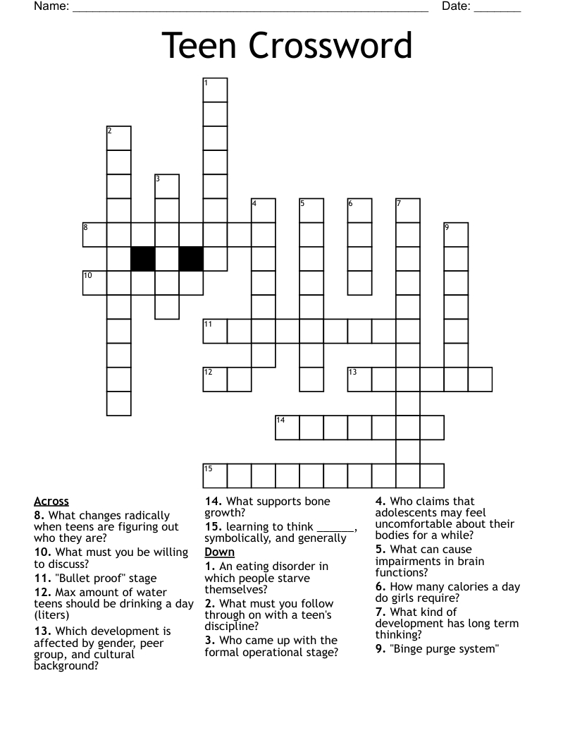 Free Printable Crossword Puzzles For Teenagers All FREE Printables