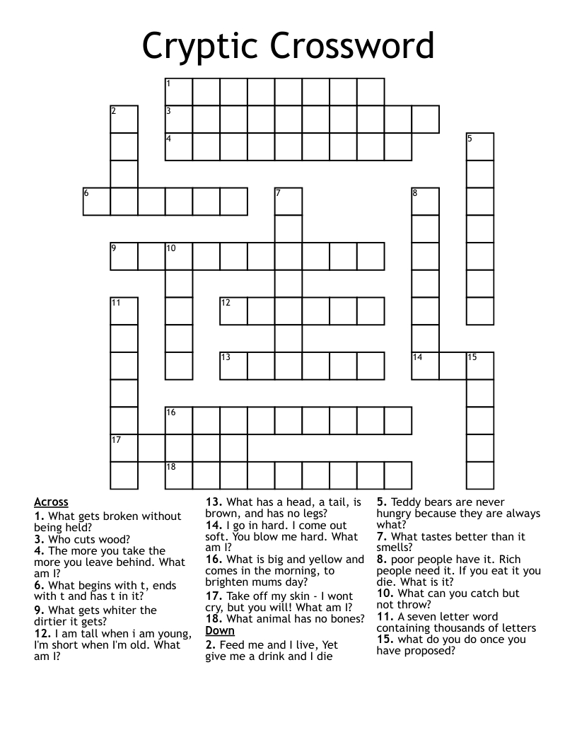 Free Printable Cryptic Crosswords All FREE Printables