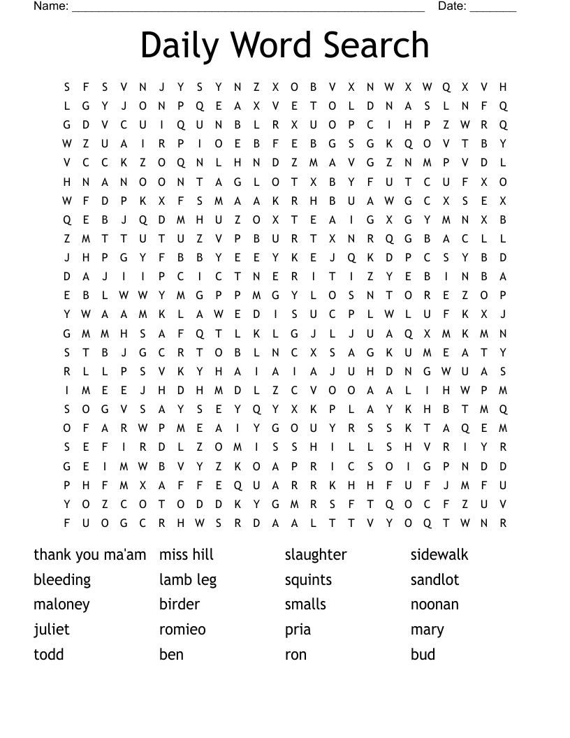 Free Printable Daily Word Search Puzzles Word Search Maker