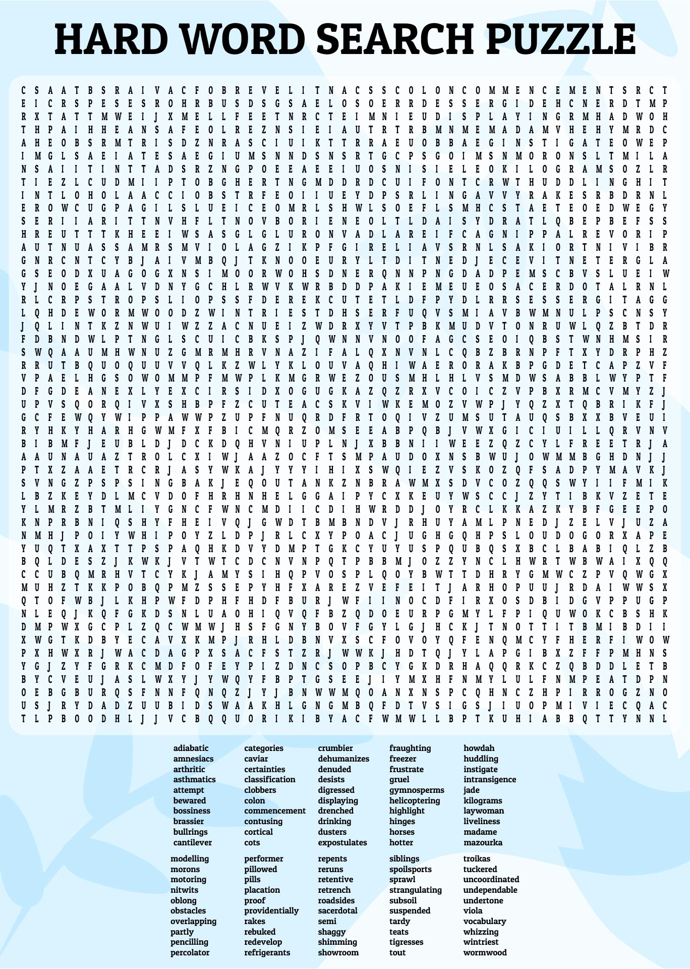 Free Printable Difficult Word Search Puzzles Printable Board Games