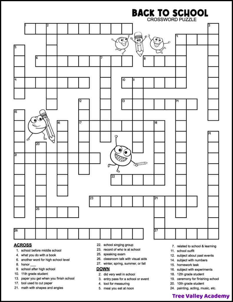 Free Printable Educational Crossword Puzzles Free Printable
