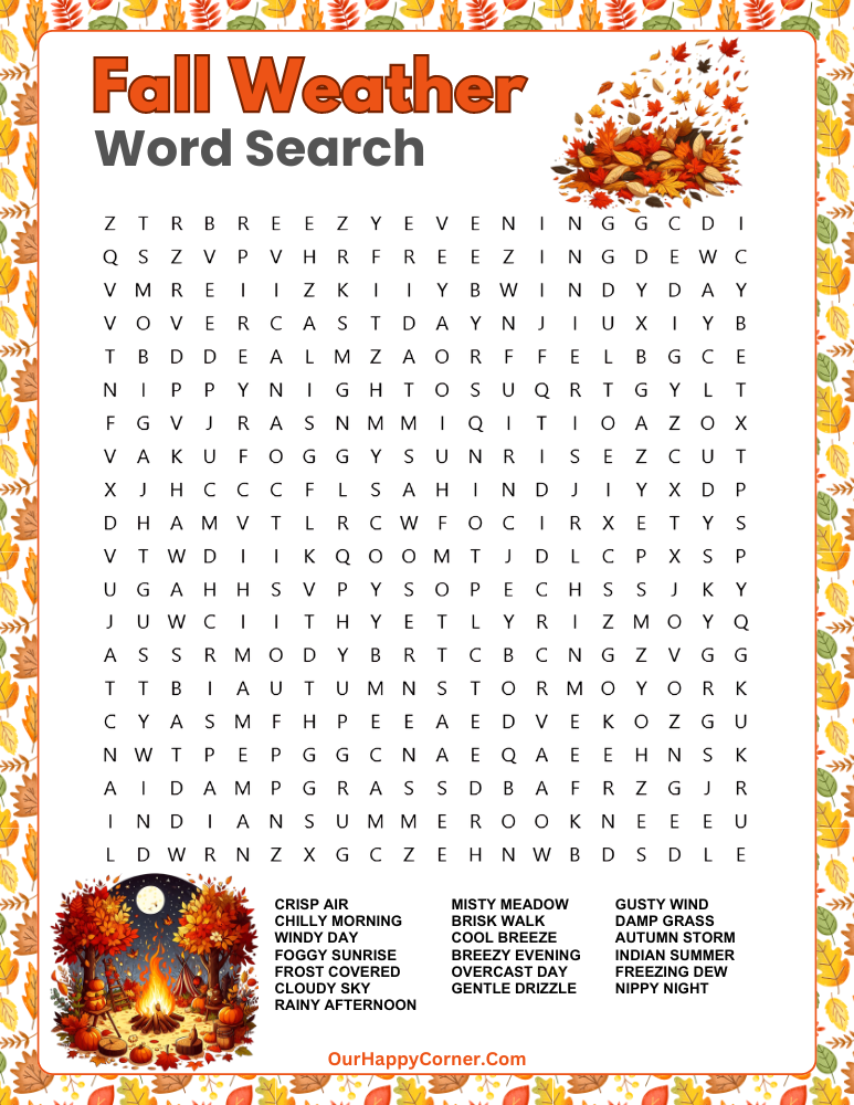 Free Printable Fall Word Search Puzzles Our Happy Corner Free Printable Fall Word Search Puzzles Our Happy Corner
