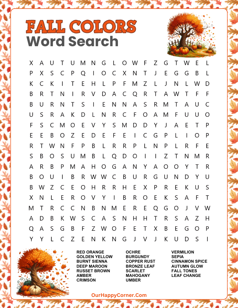 Free Printable Fall Word Search Puzzles Our Happy Corner Free Printable Fall Word Search Puzzles Our Happy Corner