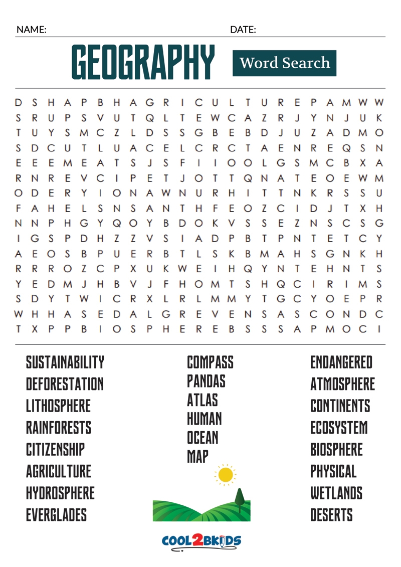 Free Printable Geography Word Search Word Search Maker