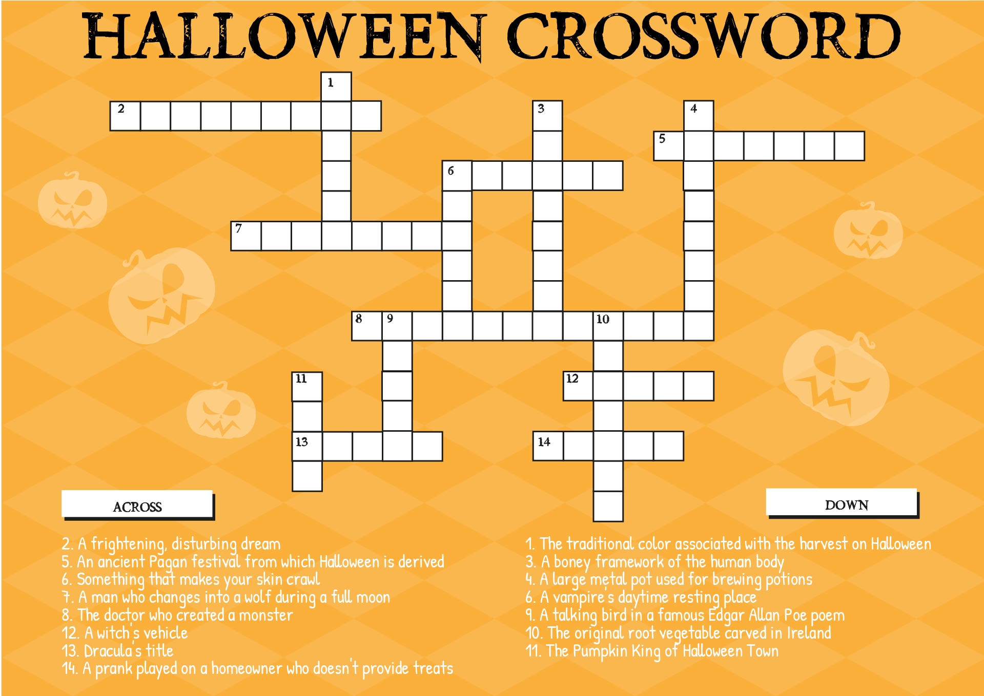 Free Printable Halloween Crossword Puzzles