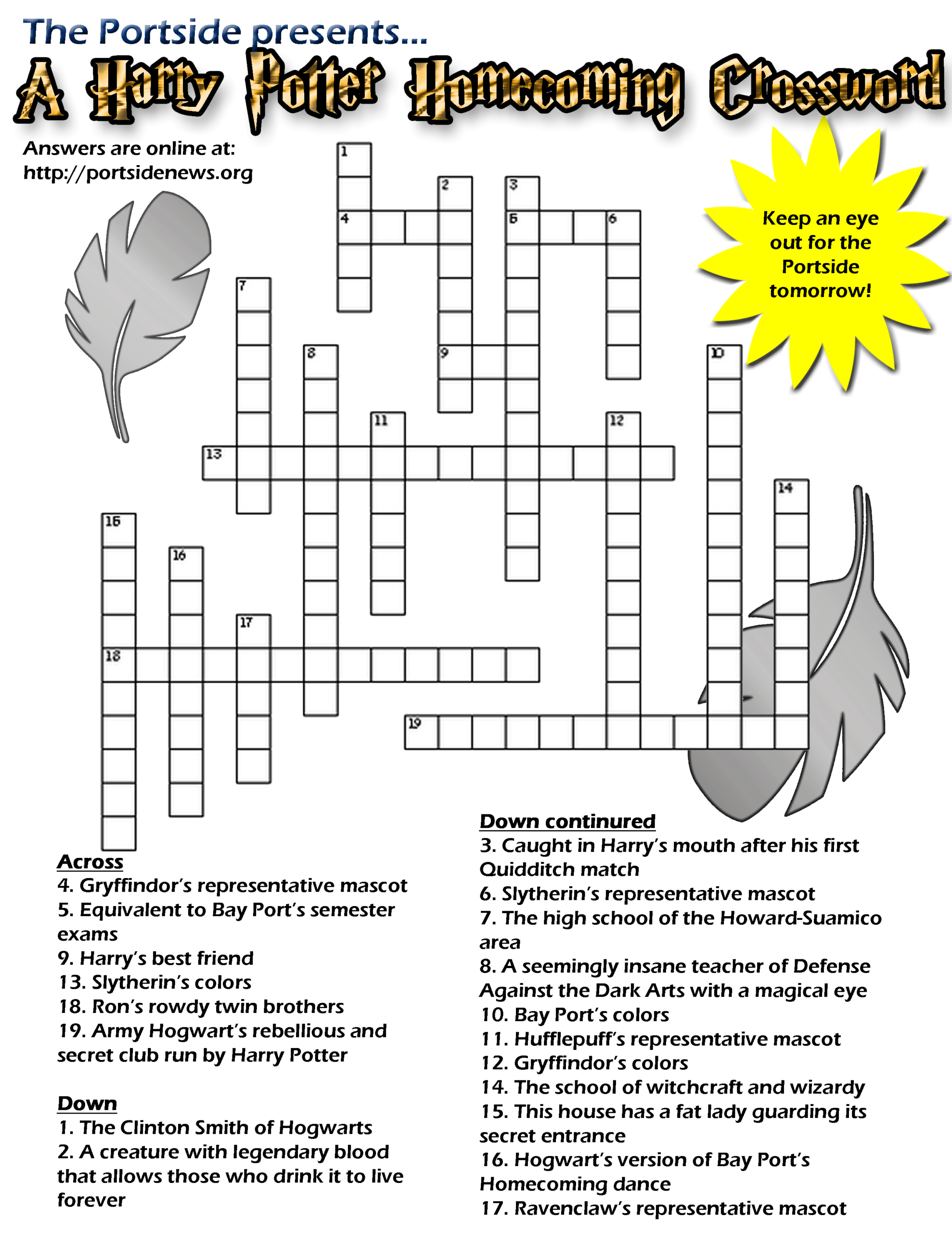Free Printable Harry Potter Crossword Puzzles