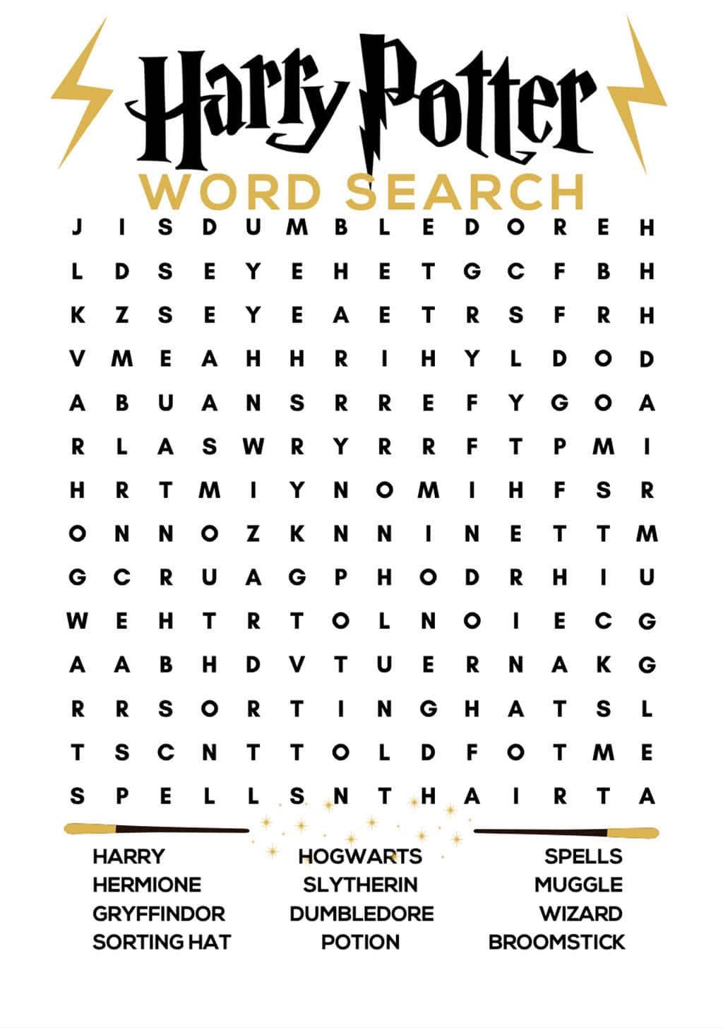 Free Printable Harry Potter Word Search FREE Printable HQ