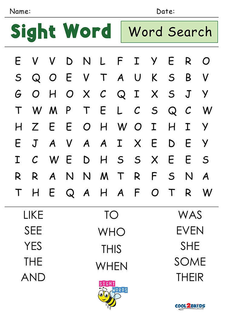 Free Printable Kindergarten Word Search Printable Word Search Free Printable Kindergarten Word Search Printable Word Search