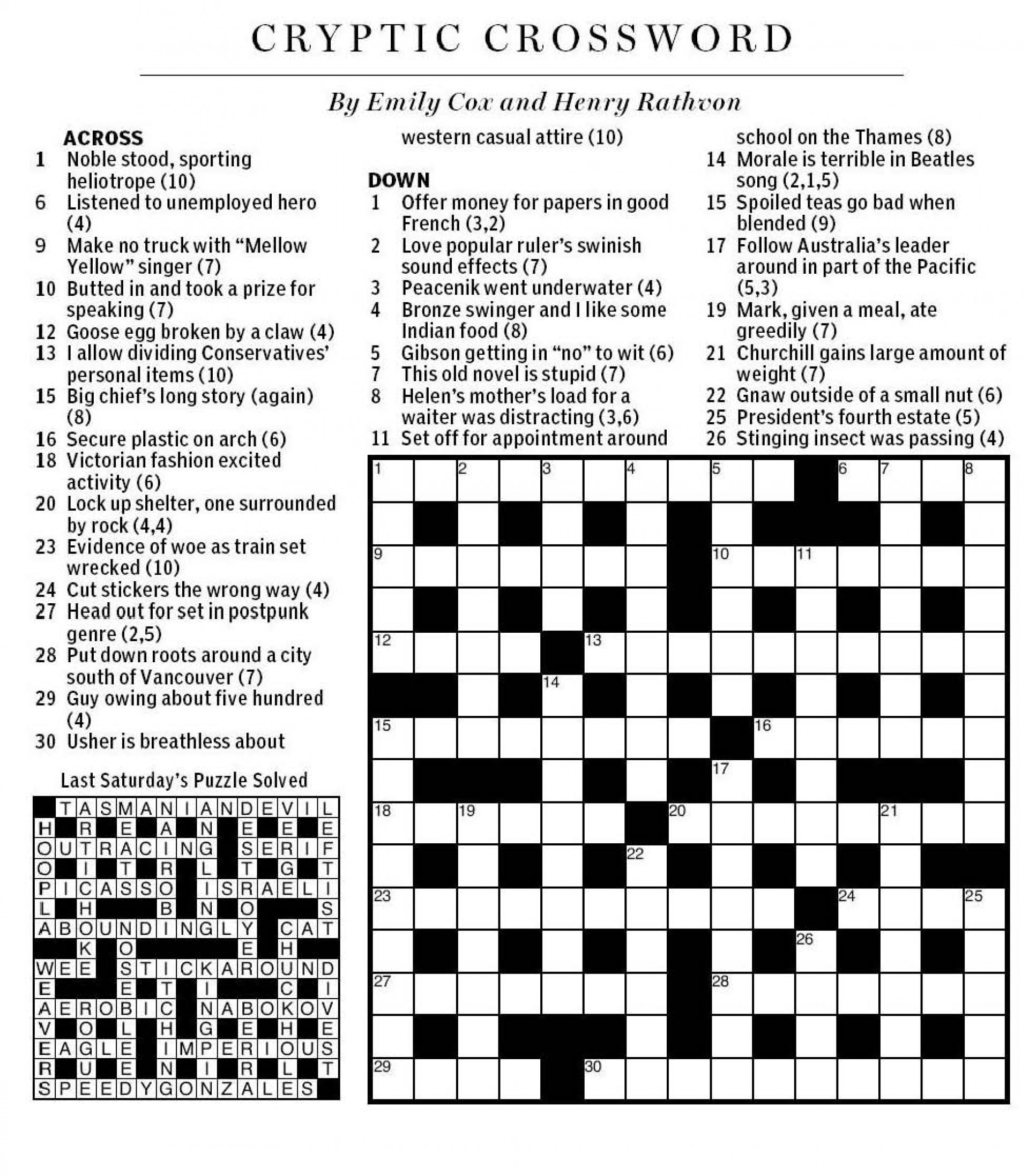 Free Printable La Times Crossword Puzzles Free Printable La Times Crossword Puzzles