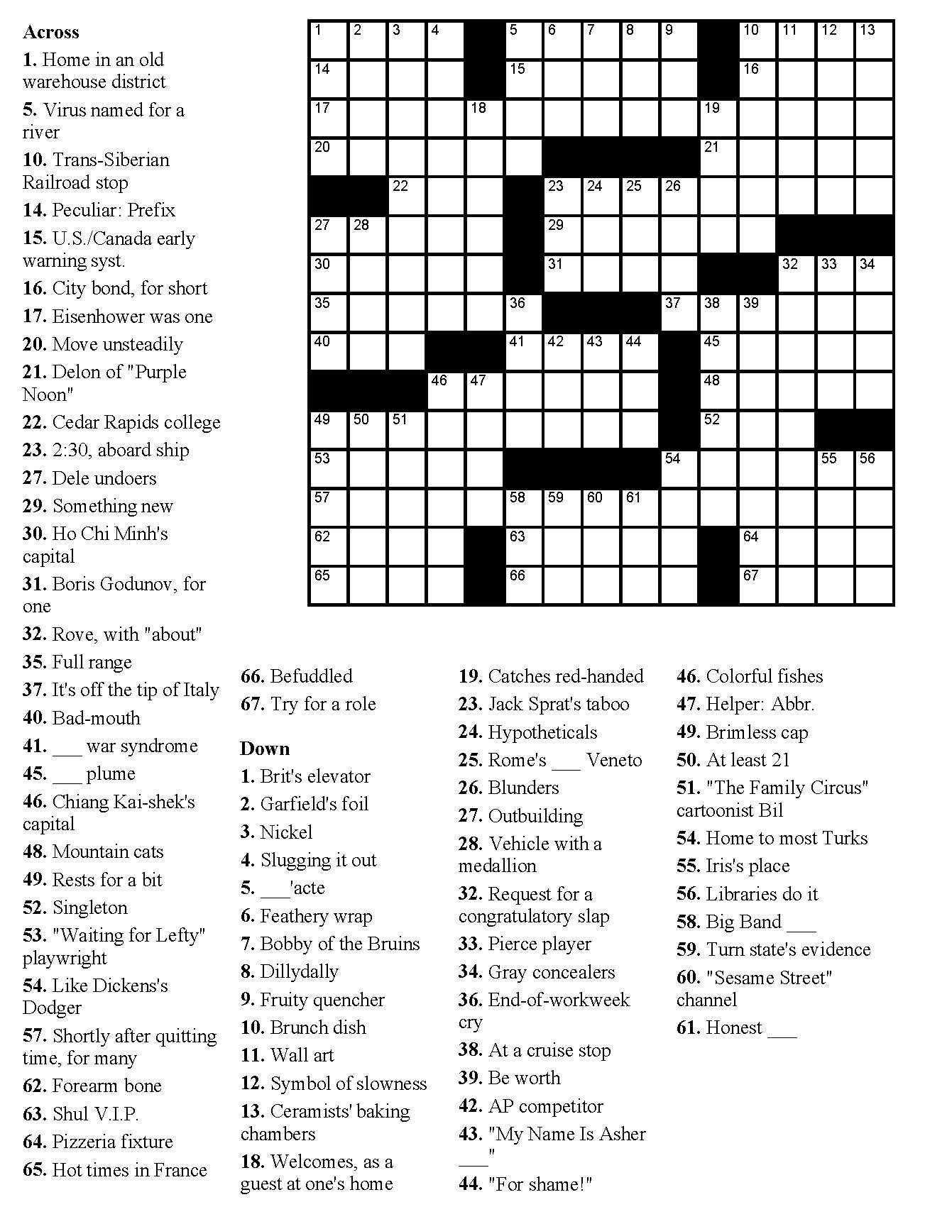 Free Printable Large Print Crossword Puzzles M3u8 Artofit