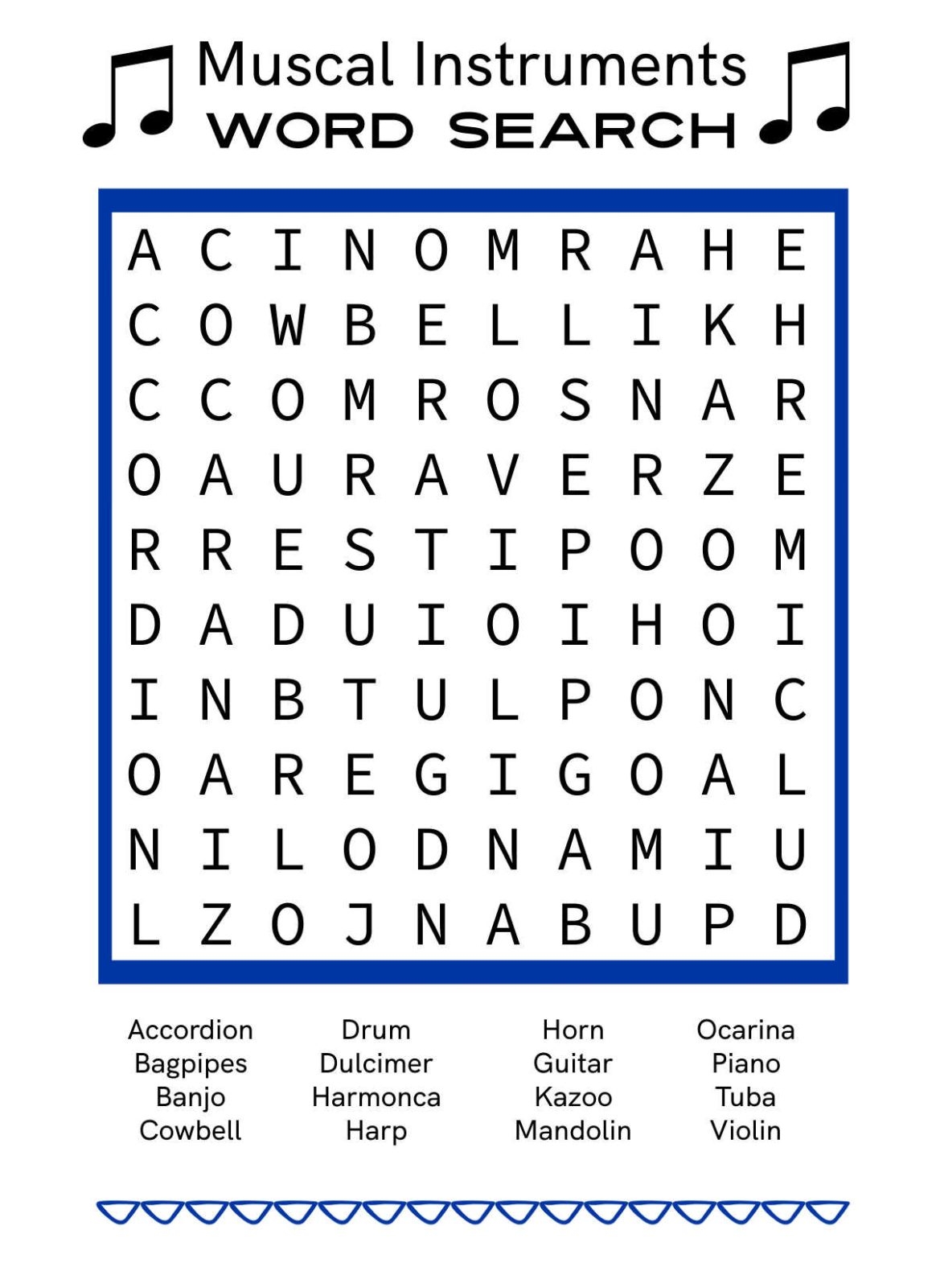Free Printable Music Word Search Word Search Maker
