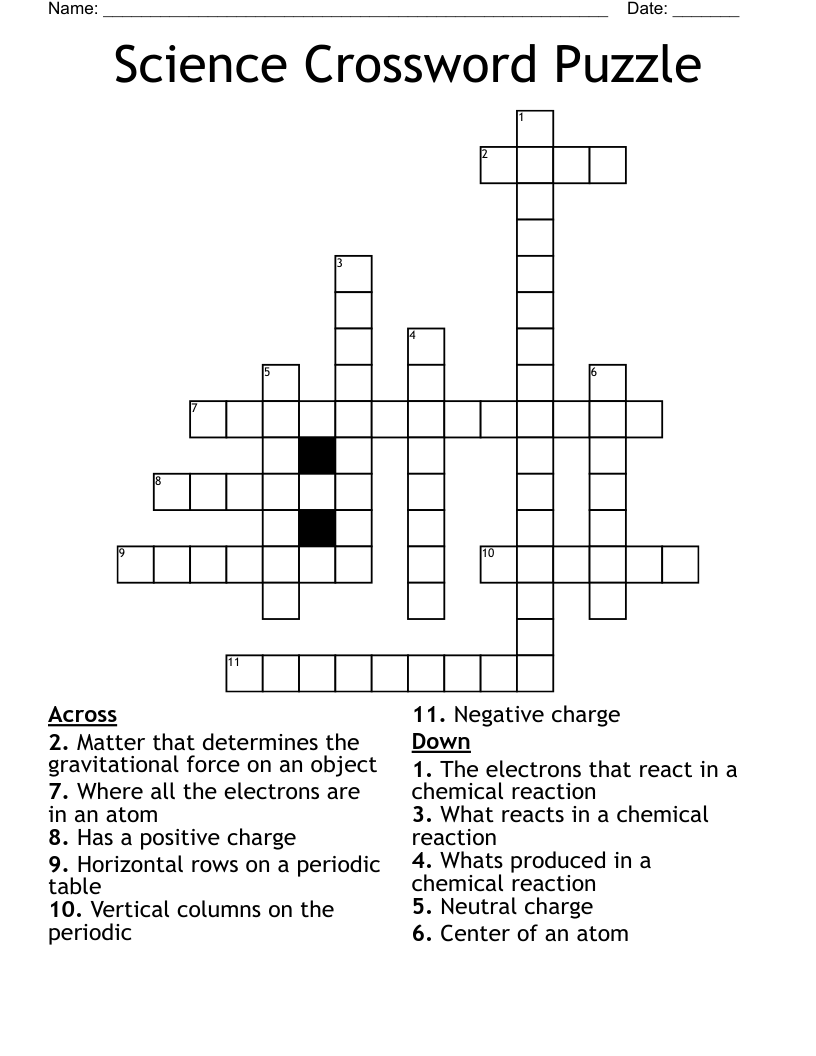 Free Printable Science Crossword Puzzle