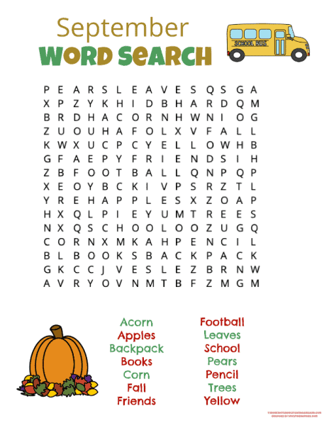 Free Printable September Word Search Puzzles 2025 Free Printable September Word Search Puzzles 2025