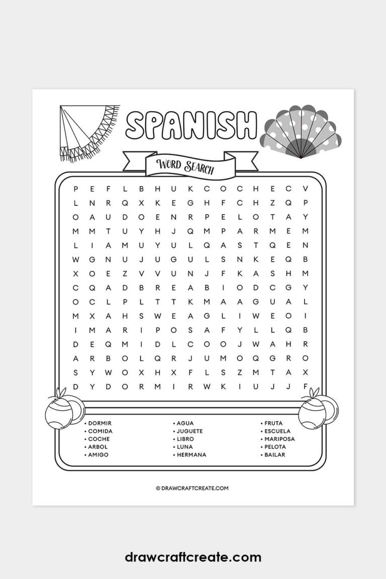 Free Printable Spanish Word Search Draw Craft Create