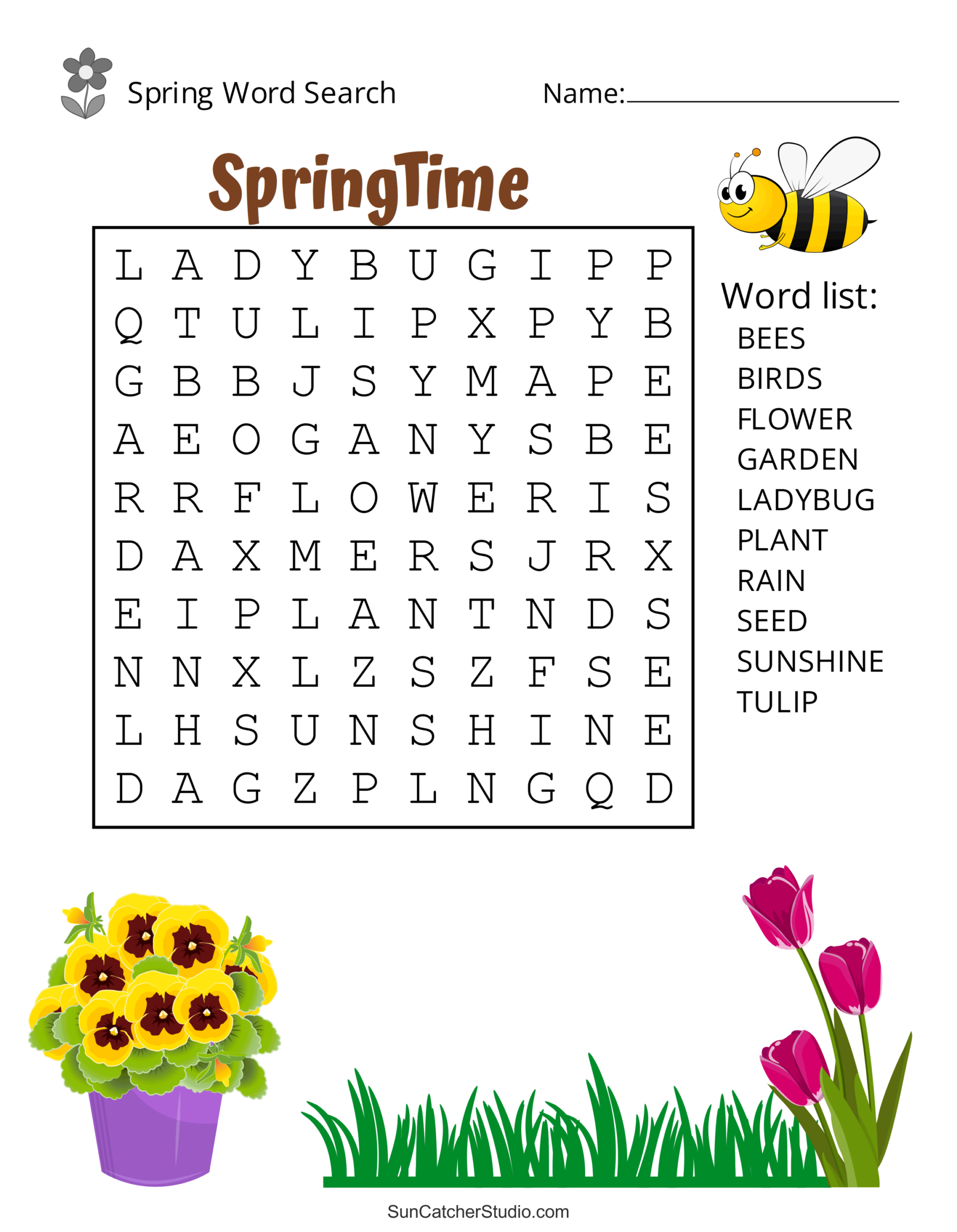 Free Printable Spring Word Search Puzzles Free Printables Monograms