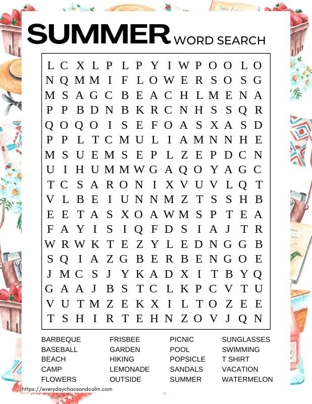 Free Printable Summer Word Searches