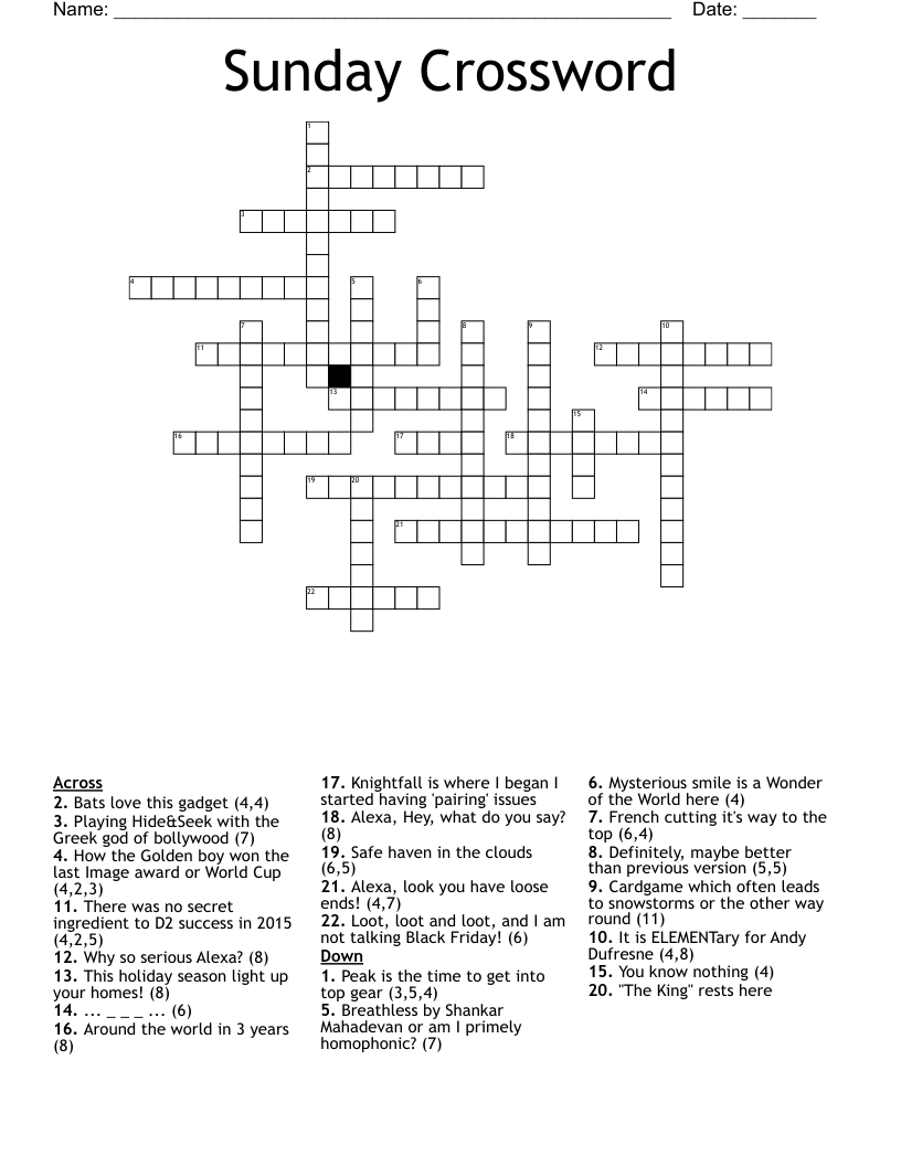 Free Printable Sunday Crossword Puzzles Printable Crossword Puzzles Free Printable Sunday Crossword Puzzles Printable Crossword Puzzles