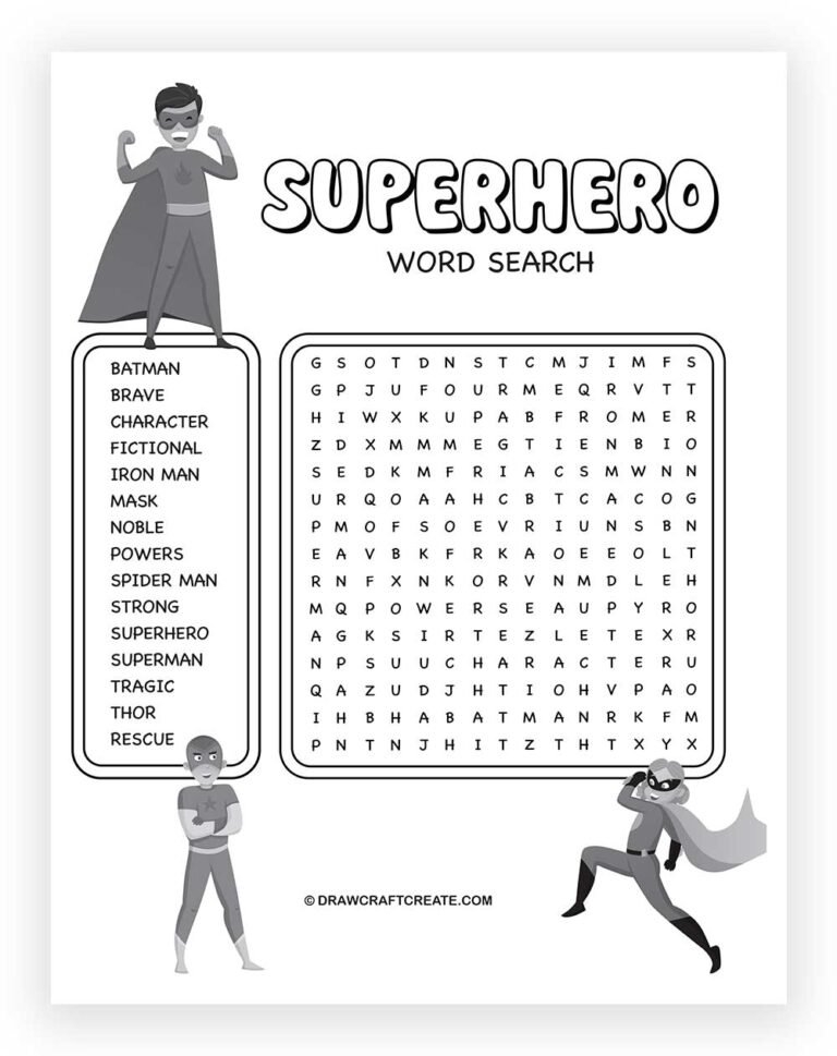 Free Printable Superhero Word Search Draw Craft Create