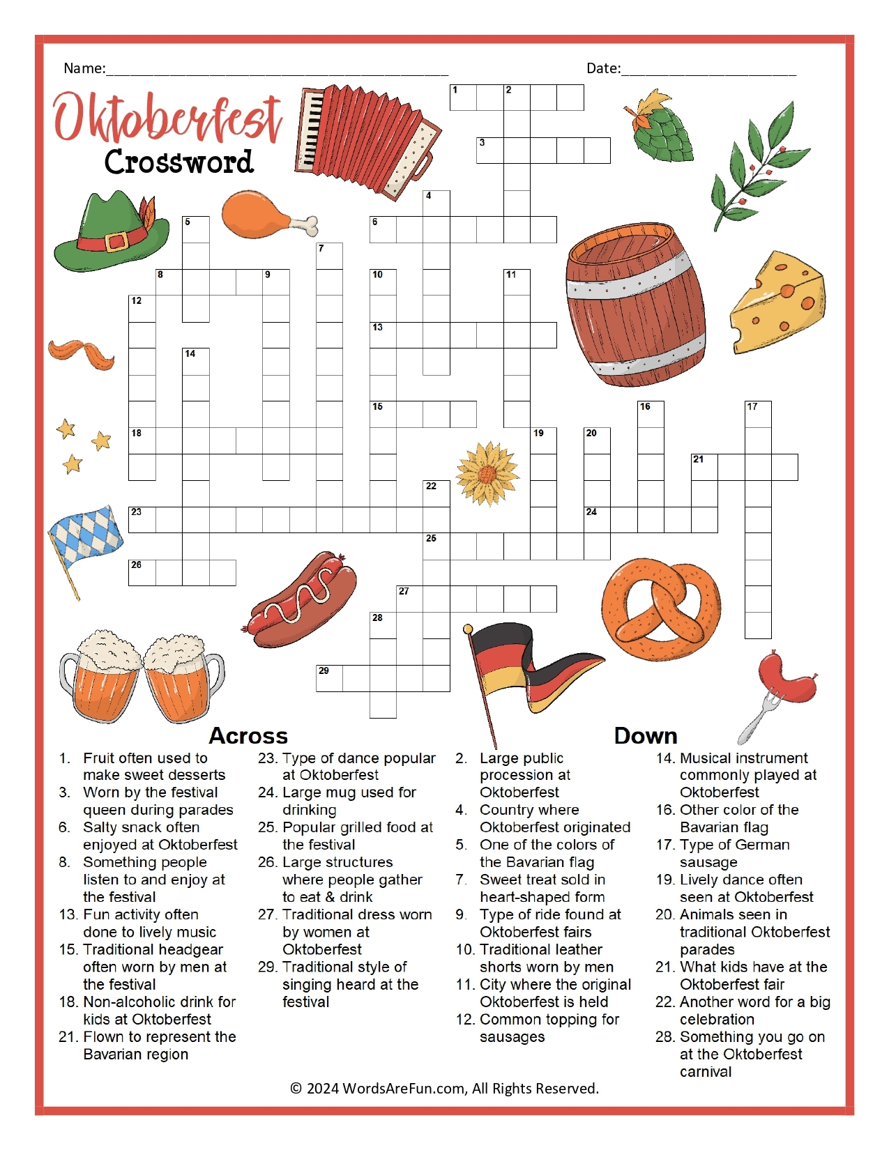Free Printable Themed Crossword Puzzles All FREE Printables