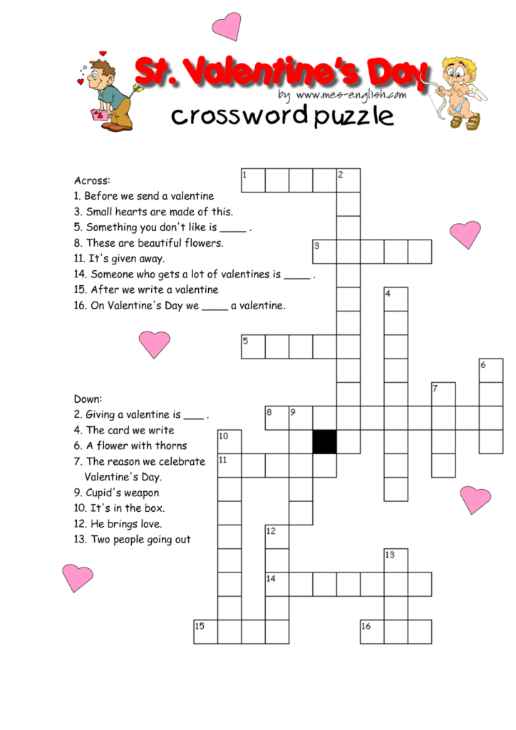 Free Printable Valentine Crossword Puzzles Printable Printable And