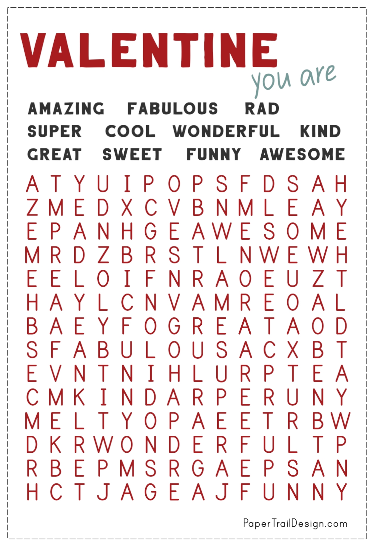 Free Printable Valentines Word Search Paper Trail Design Free Printable Valentines Word Search Paper Trail Design