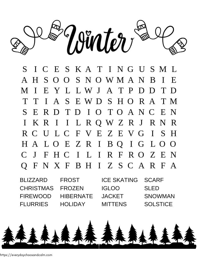Free Printable Winter Word Searches For Kids Free Printable Winter Word Searches For Kids