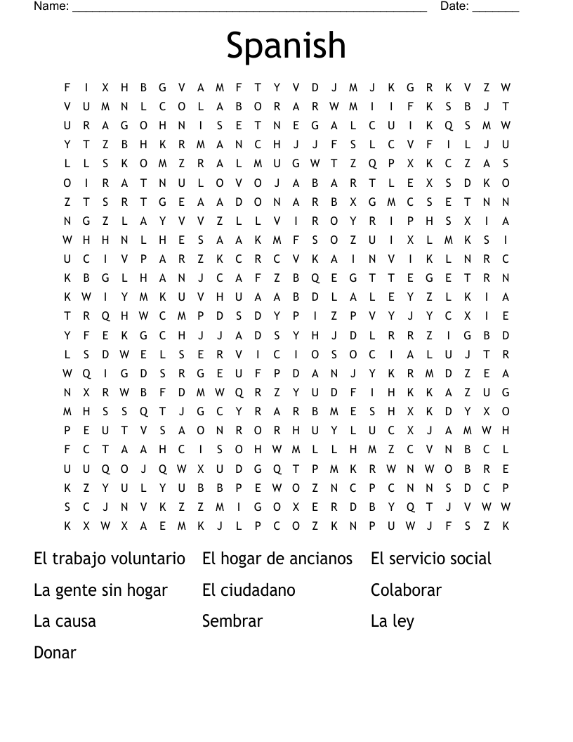 Free Printable Word Search In Spanish Word Search Maker