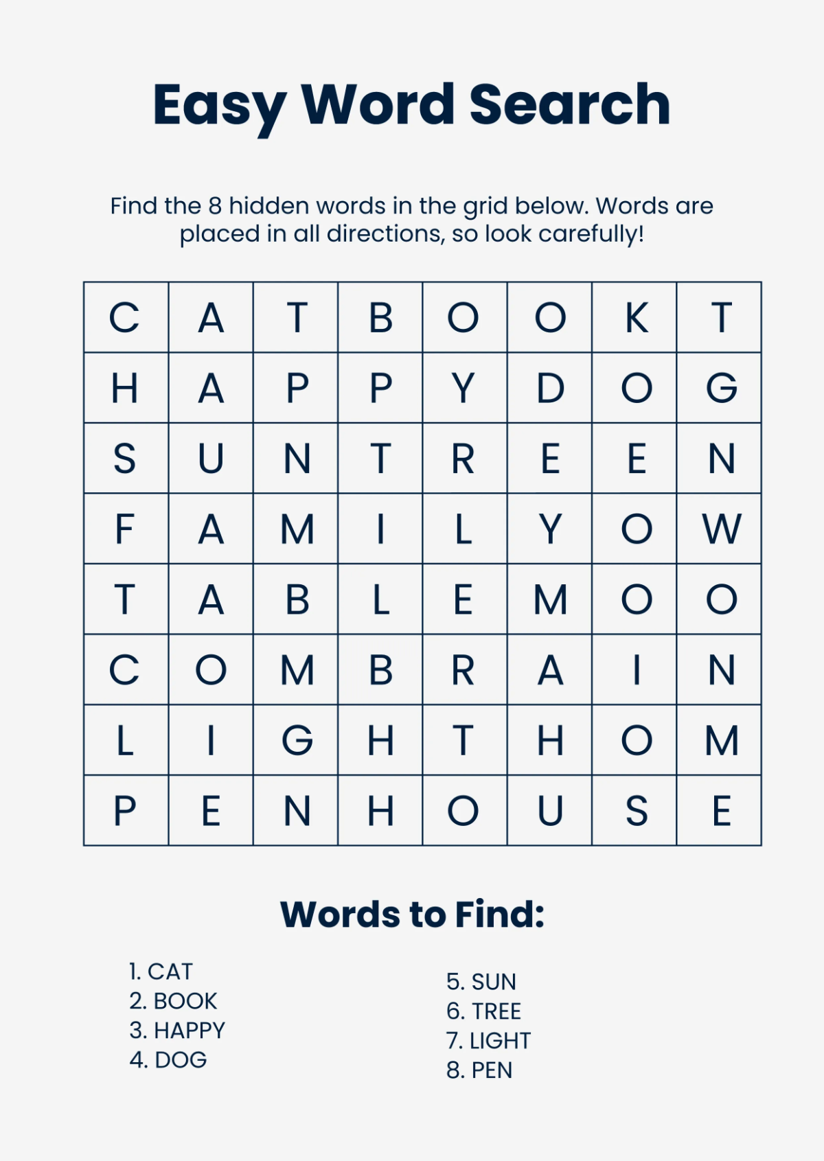 Free Word Search Templates To Edit Online