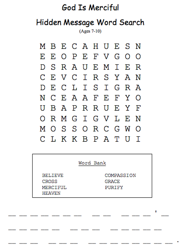 Free Word Search With Hidden Message Printable FREE Printable Hub