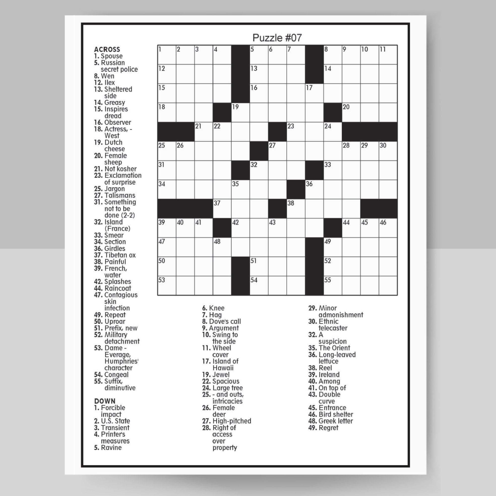 Fun Easy Adult Printable Crossword Puzzles Free Printable Designs