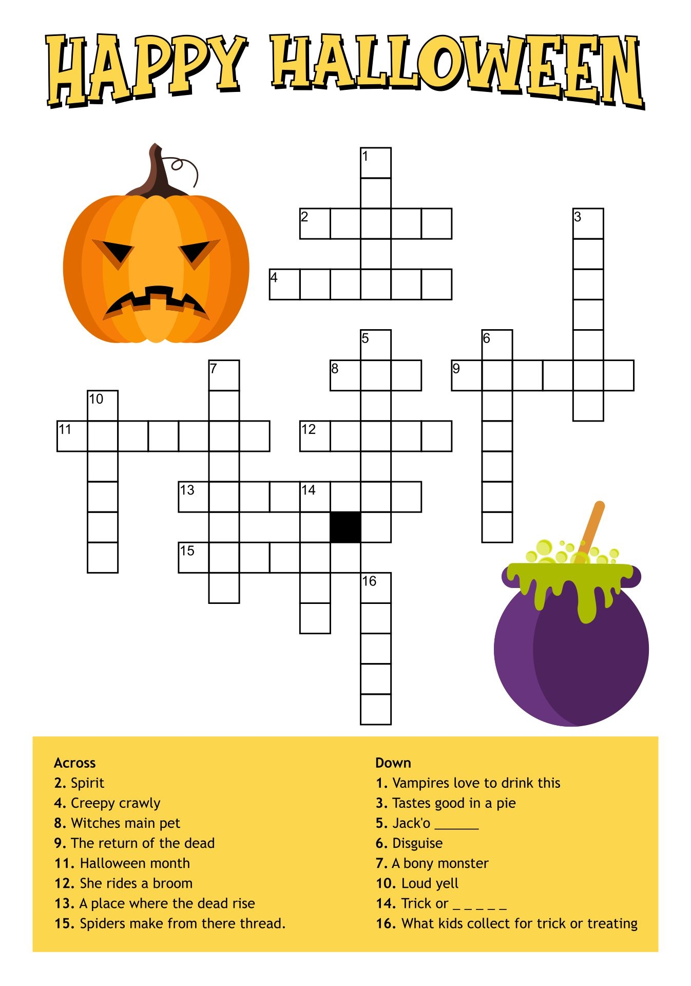 Halloween Crossword Puzzle 15 Free PDF Printables Printablee Halloween Crossword Puzzle 15 Free PDF Printables Printablee