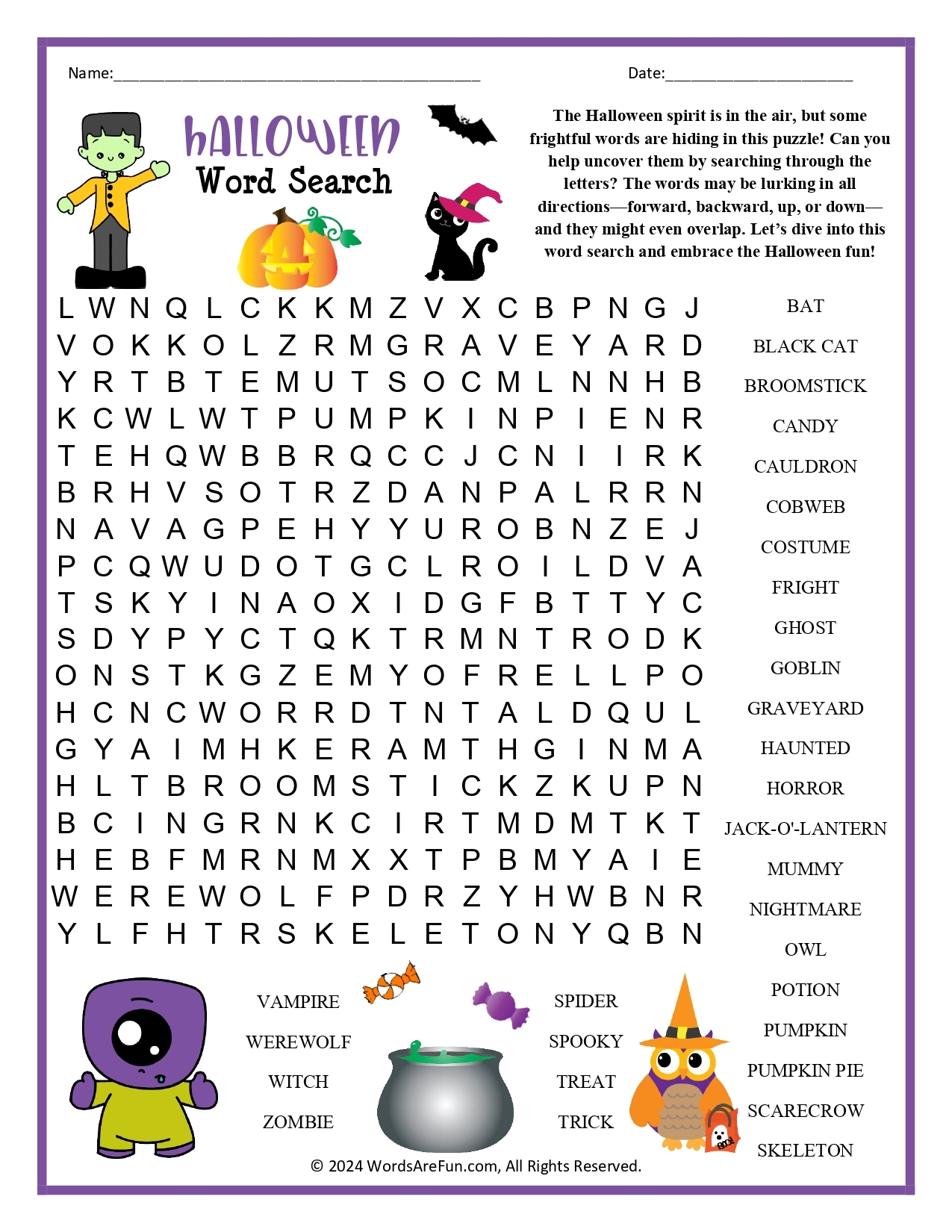 Halloween Word Search Printable Halloween Word Search Printable