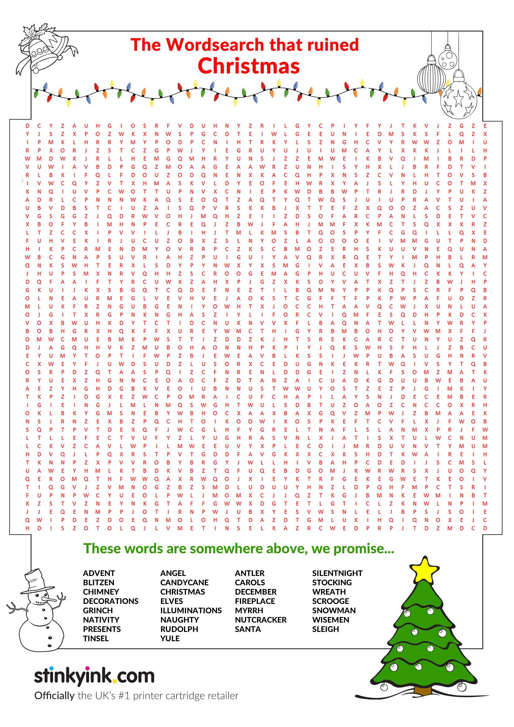 Hard Christmas Word Search Printable