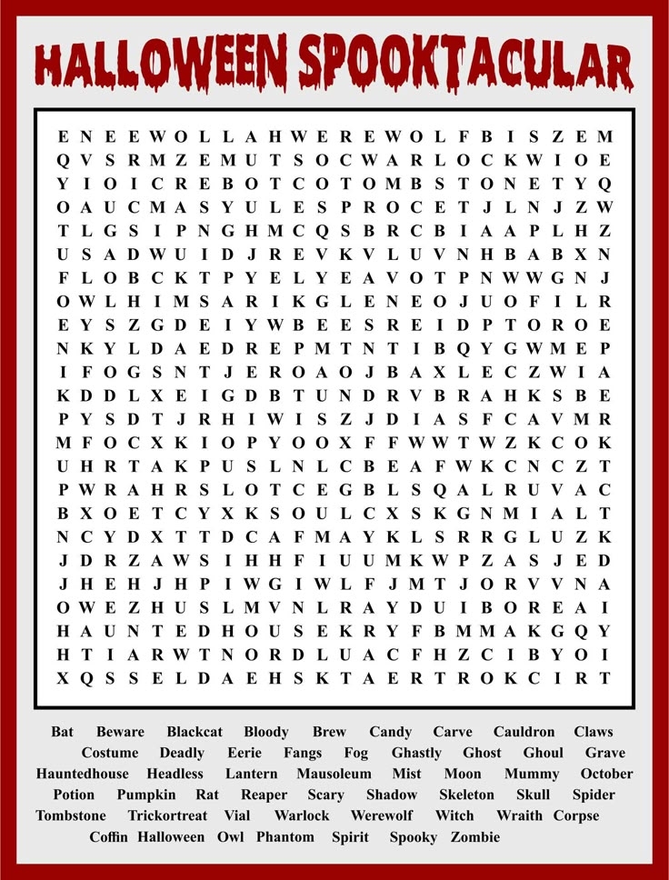 Hard Halloween Word Search Printable Free Printable Templates