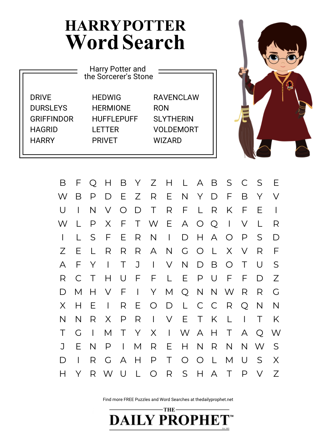 Harry Potter Word Search Free Printable FREE Printable HQ