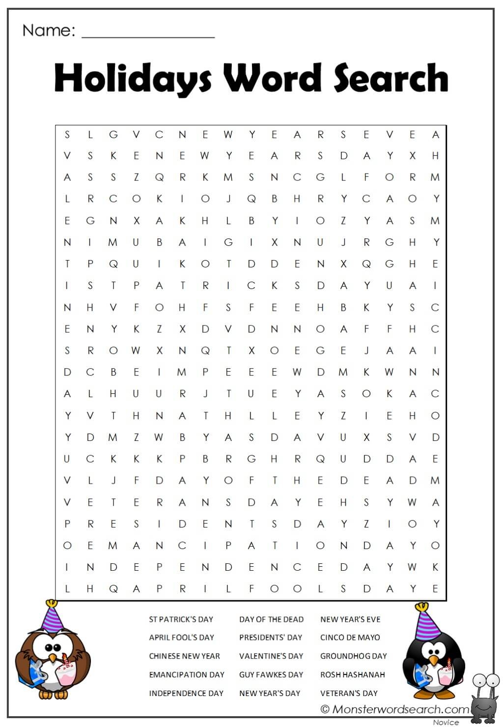 Holiday Word Search Printable Free Free Printable