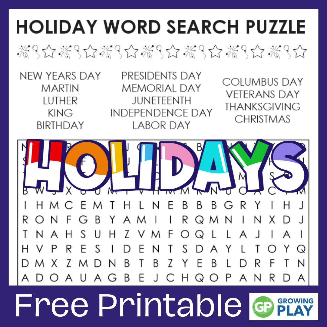 Holiday Word Search Puzzle Growing Play