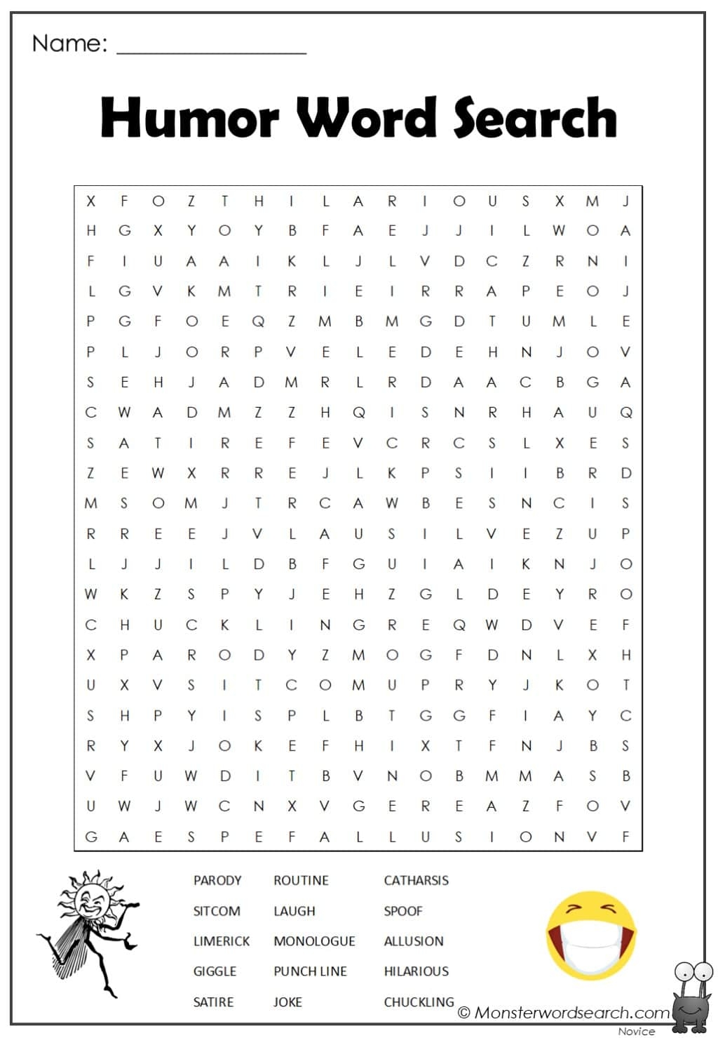 Humor Word Search Monster Word Search Humor Word Search Monster Word Search