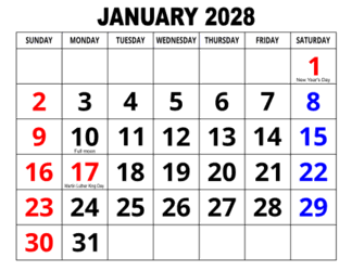 January 2028 Calendar Free Printable Free Printables Monograms