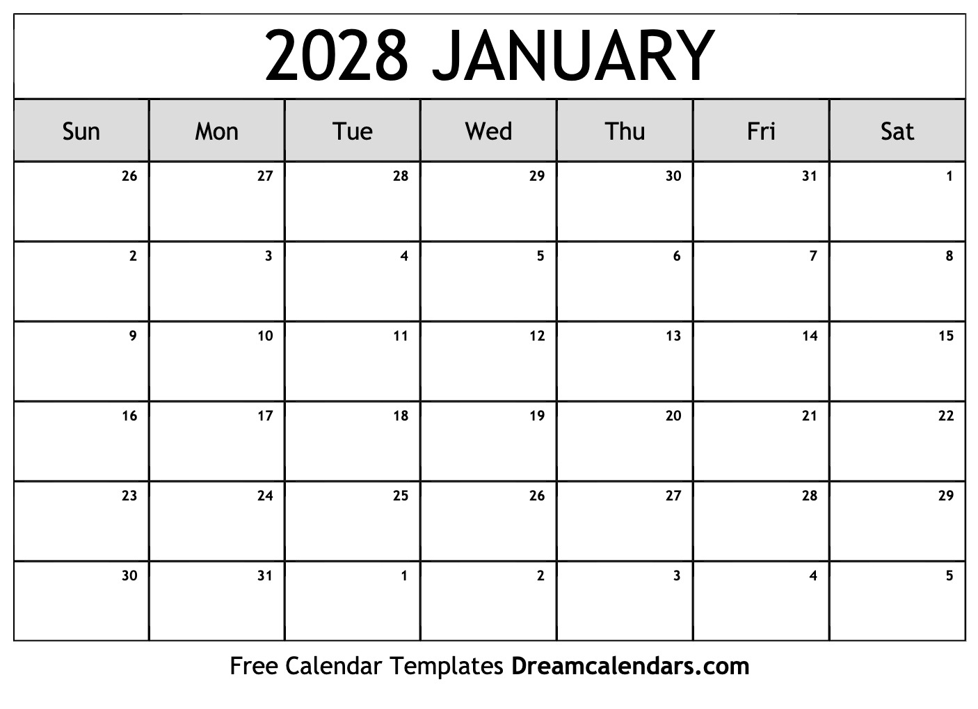 January 2028 Calendar Free Printable With Holidays And Observances January 2028 Calendar Free Printable With Holidays And Observances