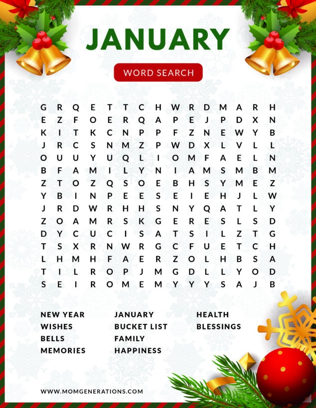 January Word Search Free Printable Pdf Word Search Maker