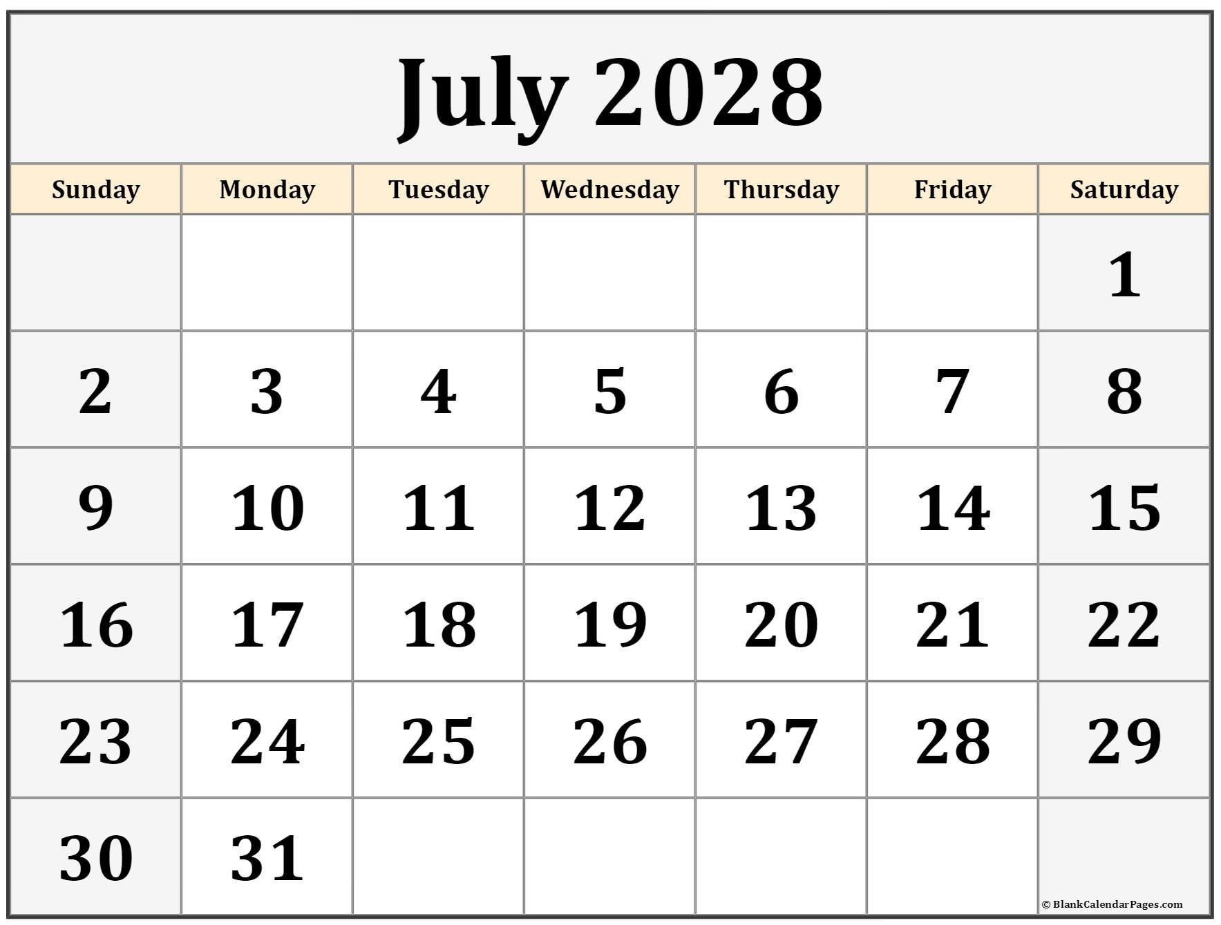 July 2028 Calendar Free Printable Calendars July 2028 Calendar Free Printable Calendars