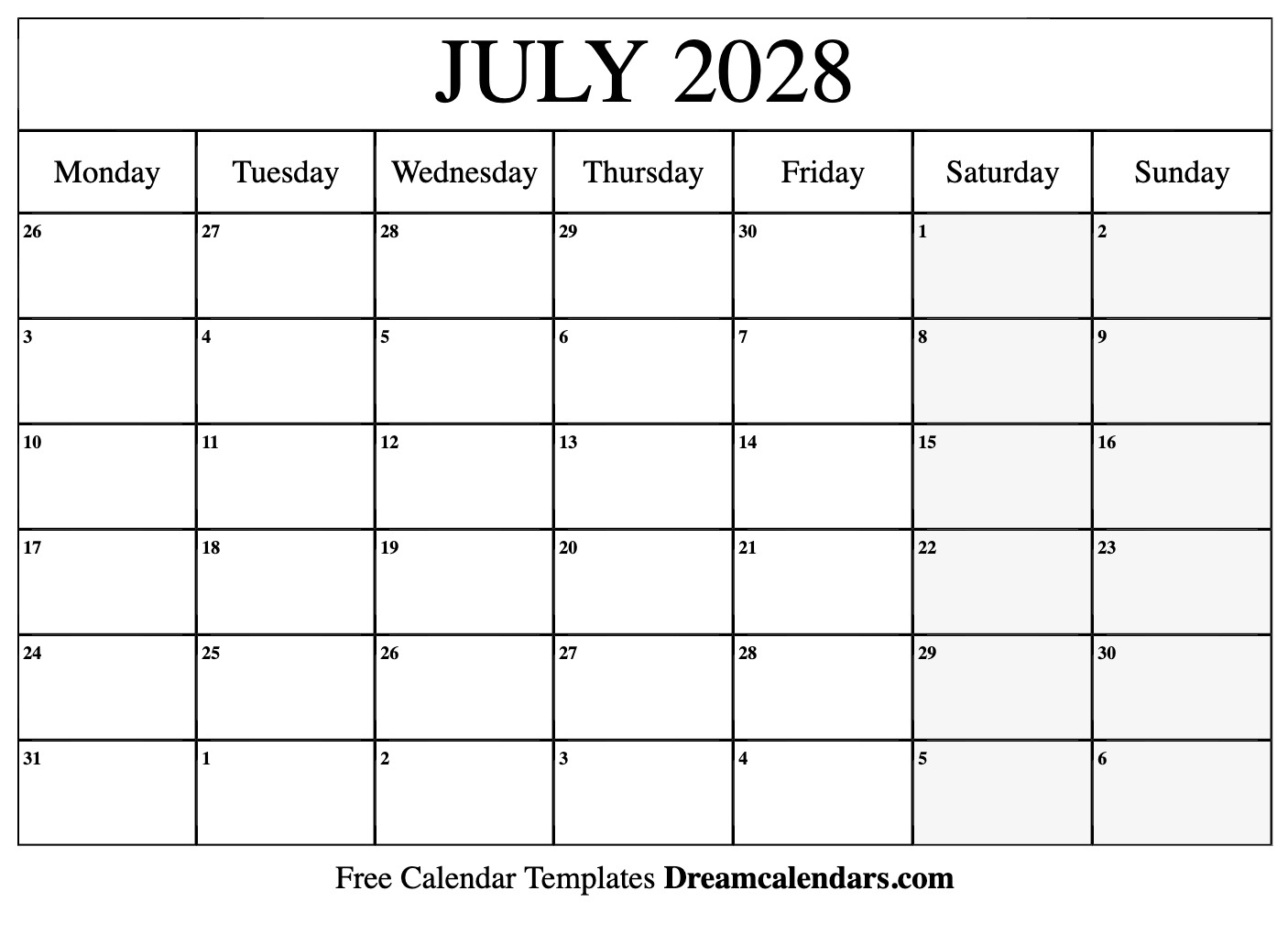 July 2028 Calendar Free Printable With Holidays And Observances July 2028 Calendar Free Printable With Holidays And Observances