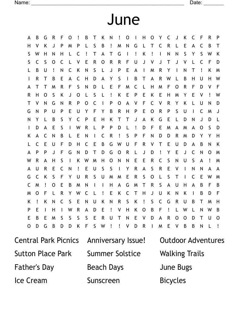 June Word Search Printable Printable Free Templates June Word Search Printable Printable Free Templates