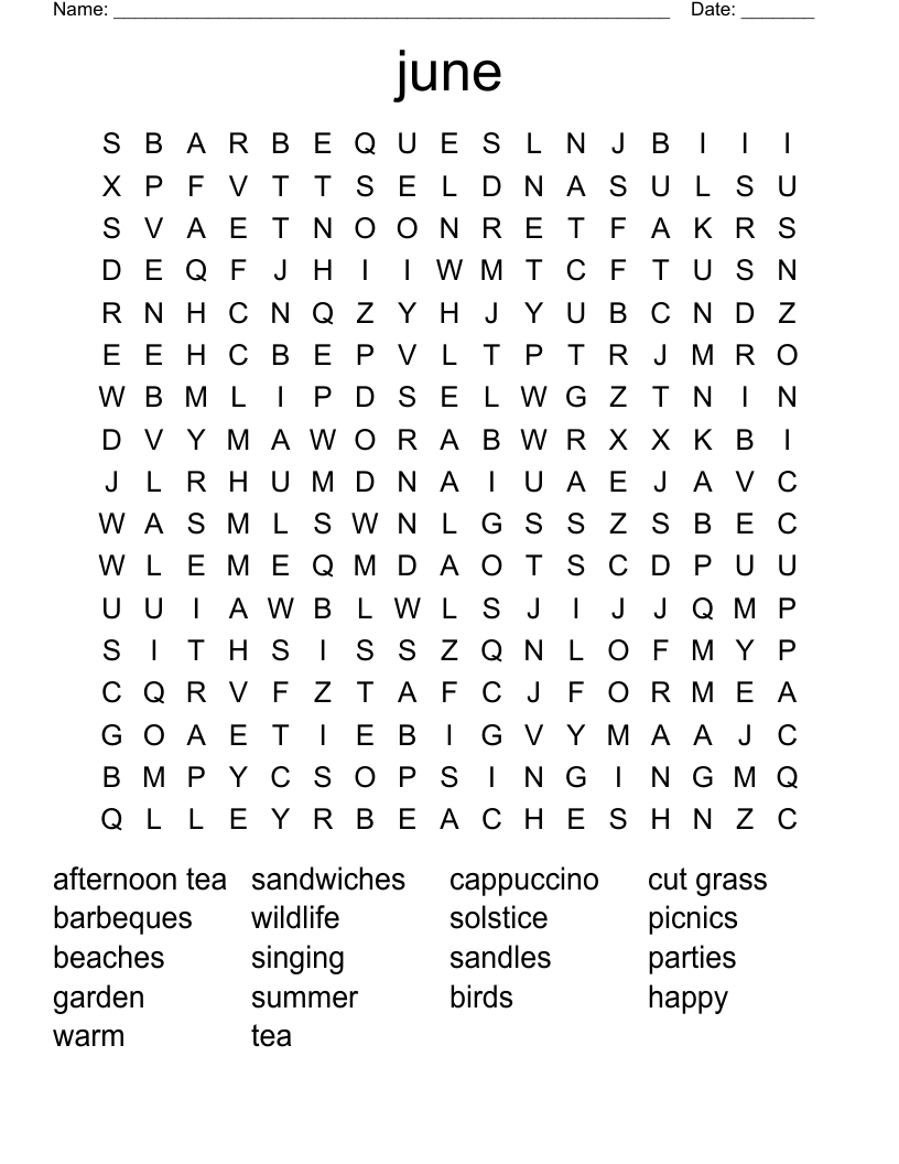 June Word Search Puzzle Printable Word Search Maker June Word Search Puzzle Printable Word Search Maker