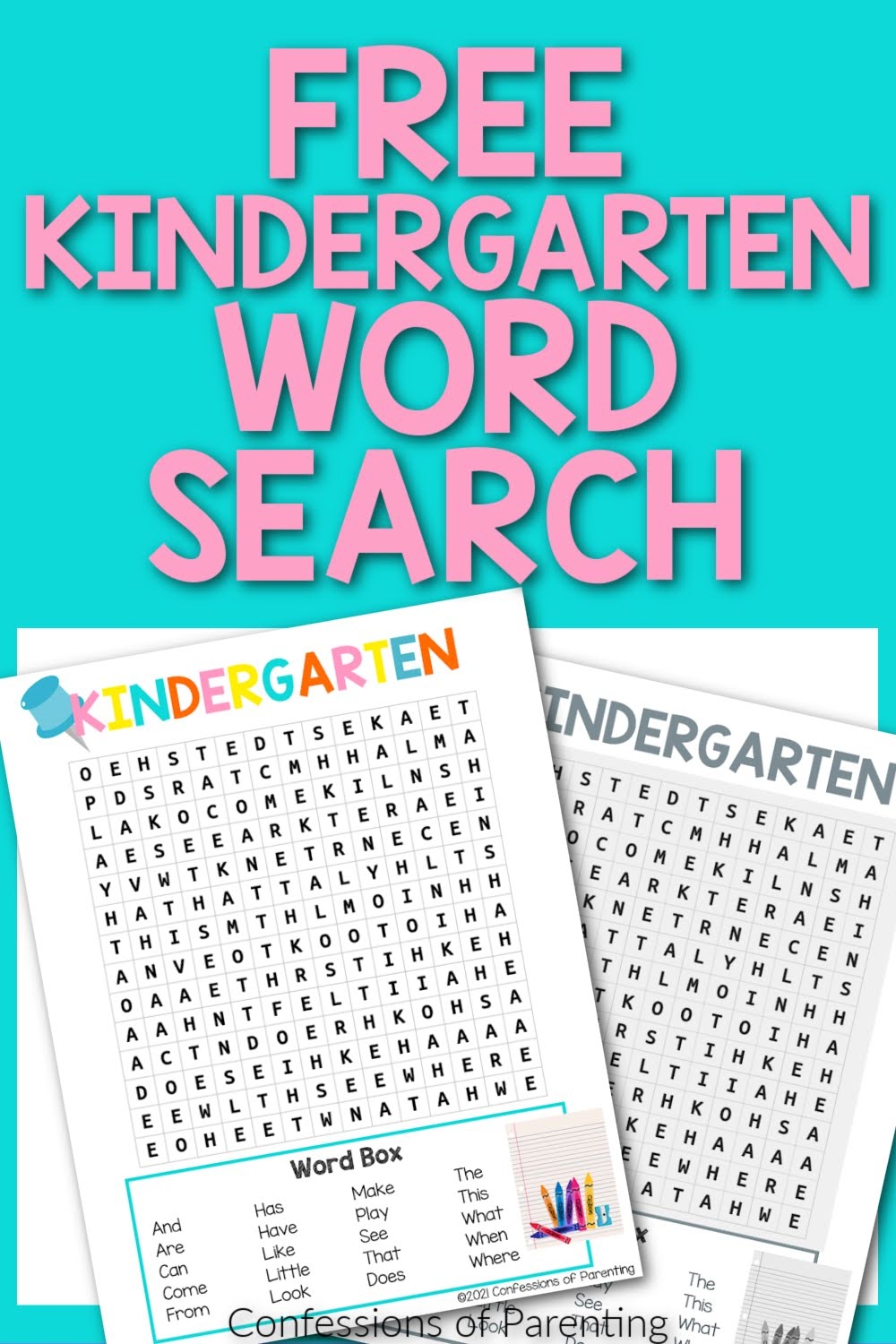 Kindergarten Word Search Free Printable Udlvirtual esad edu br