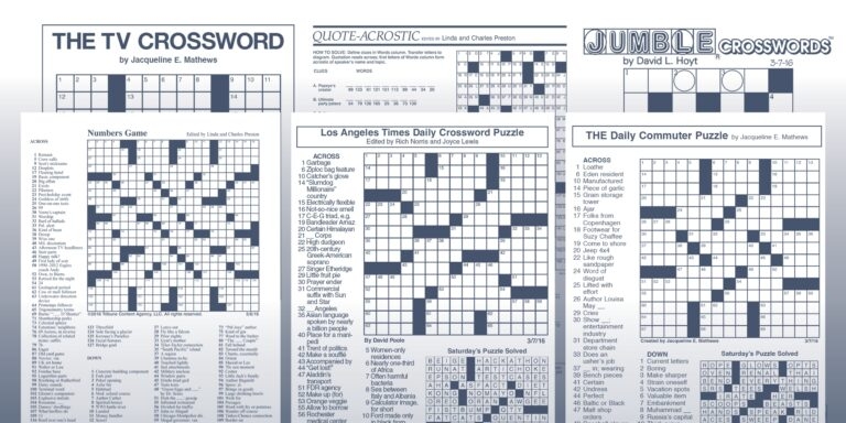 La Times Daily Crossword Free Printable Crosswords