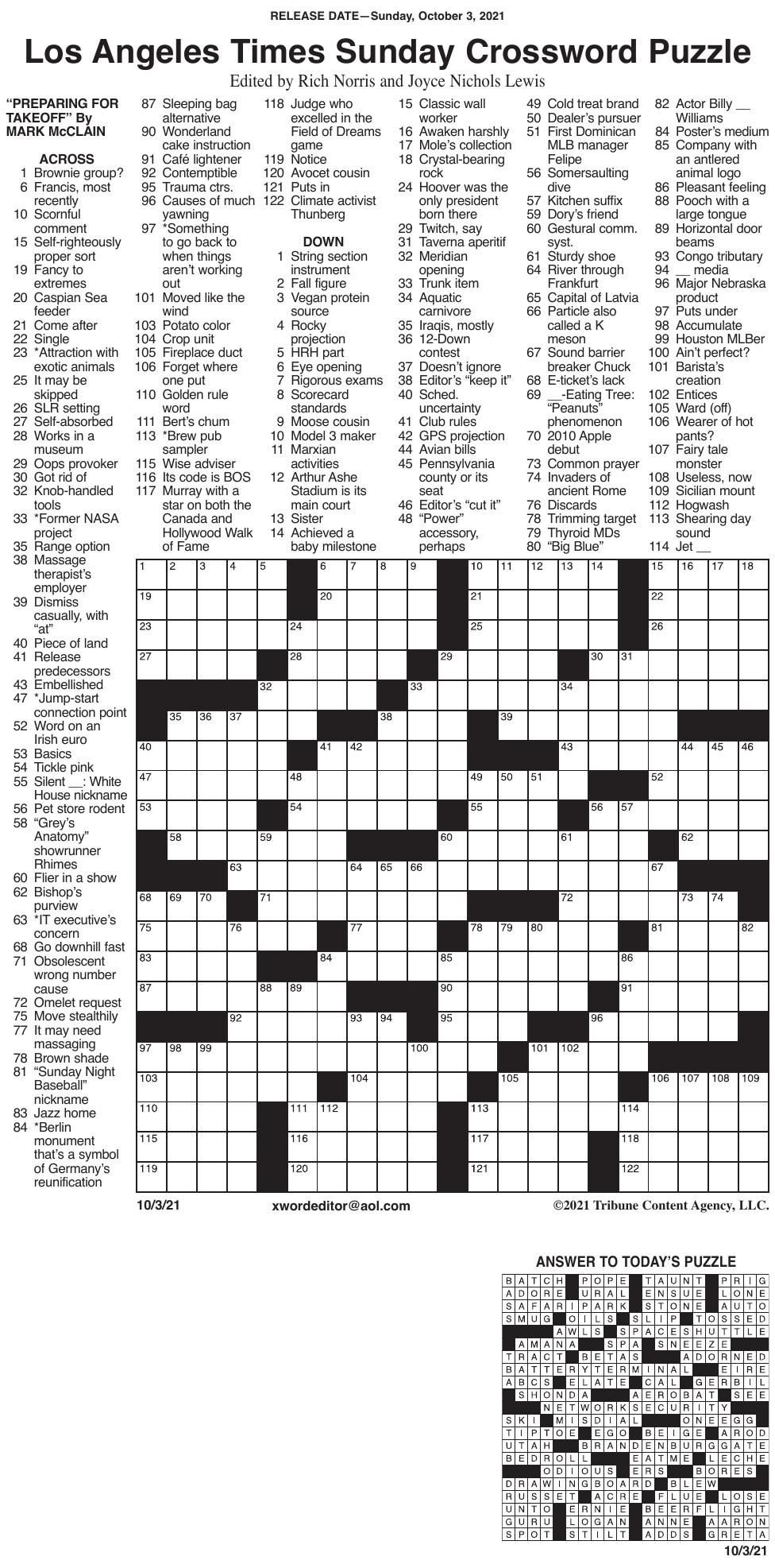 La Times Printable Crossword Puzzles 2025 FREE Printable La Times Printable Crossword Puzzles 2025 FREE Printable